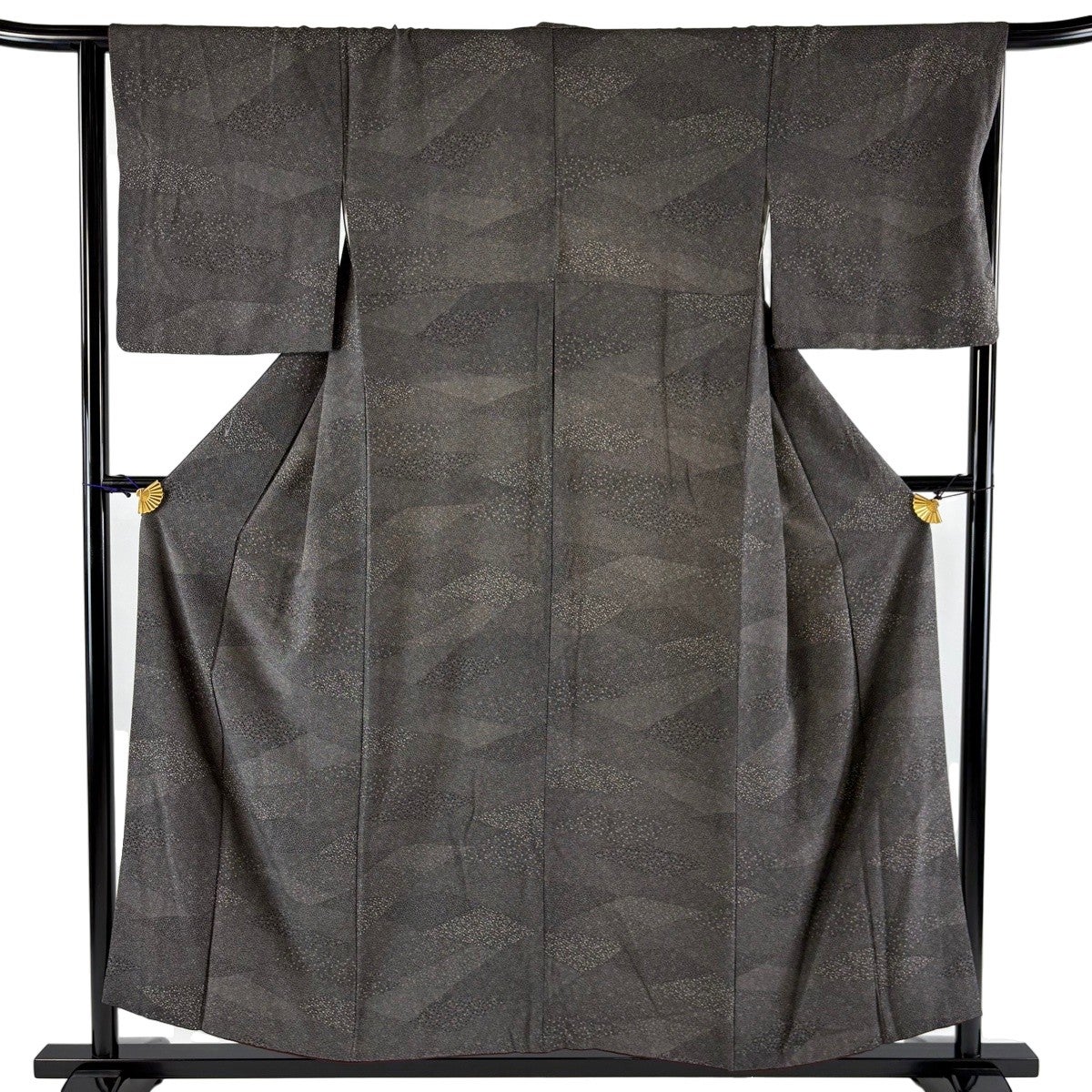 江戸小紋 身丈153cm 裄丈63.5cm 正絹 逸品 【中古】 30%OFF 江戸小紋 身丈153cm 裄丈63.5cm S 袷 段縞 折り鶴 黒 正絹 秀品