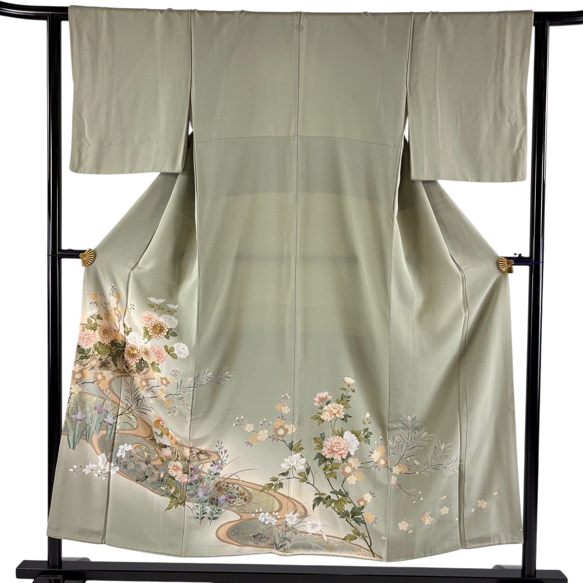 色留袖 身丈152cm 裄丈62.5cm 正絹 秀品 【中古】 美品】 色留袖 身丈152.5cm 裄丈62cm S 袷 落款あり 雲文 桜 金彩