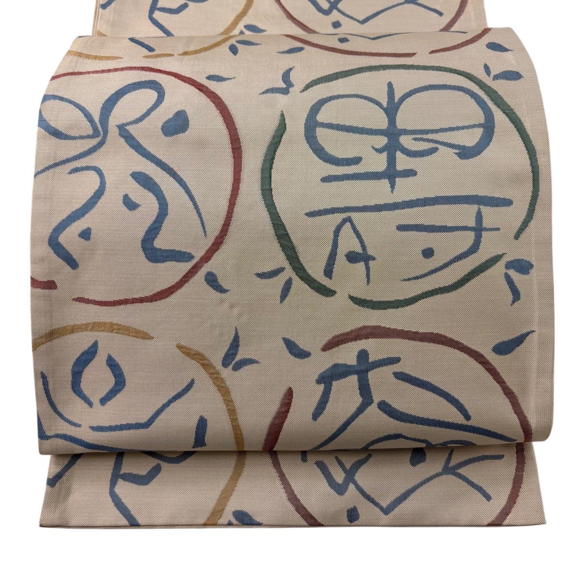 袋帯 秀品 紬地 幾何学模様 濃紺 六通 正絹｜中古・古着・リサイクル 