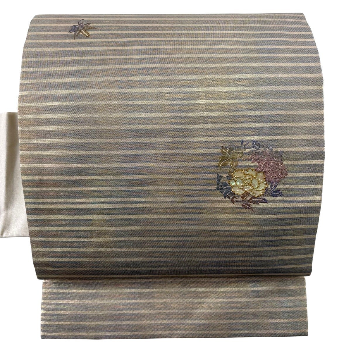 美品】 名古屋帯 秀品 草花 螺鈿 金彩 ベージュ 正絹｜中古・古着