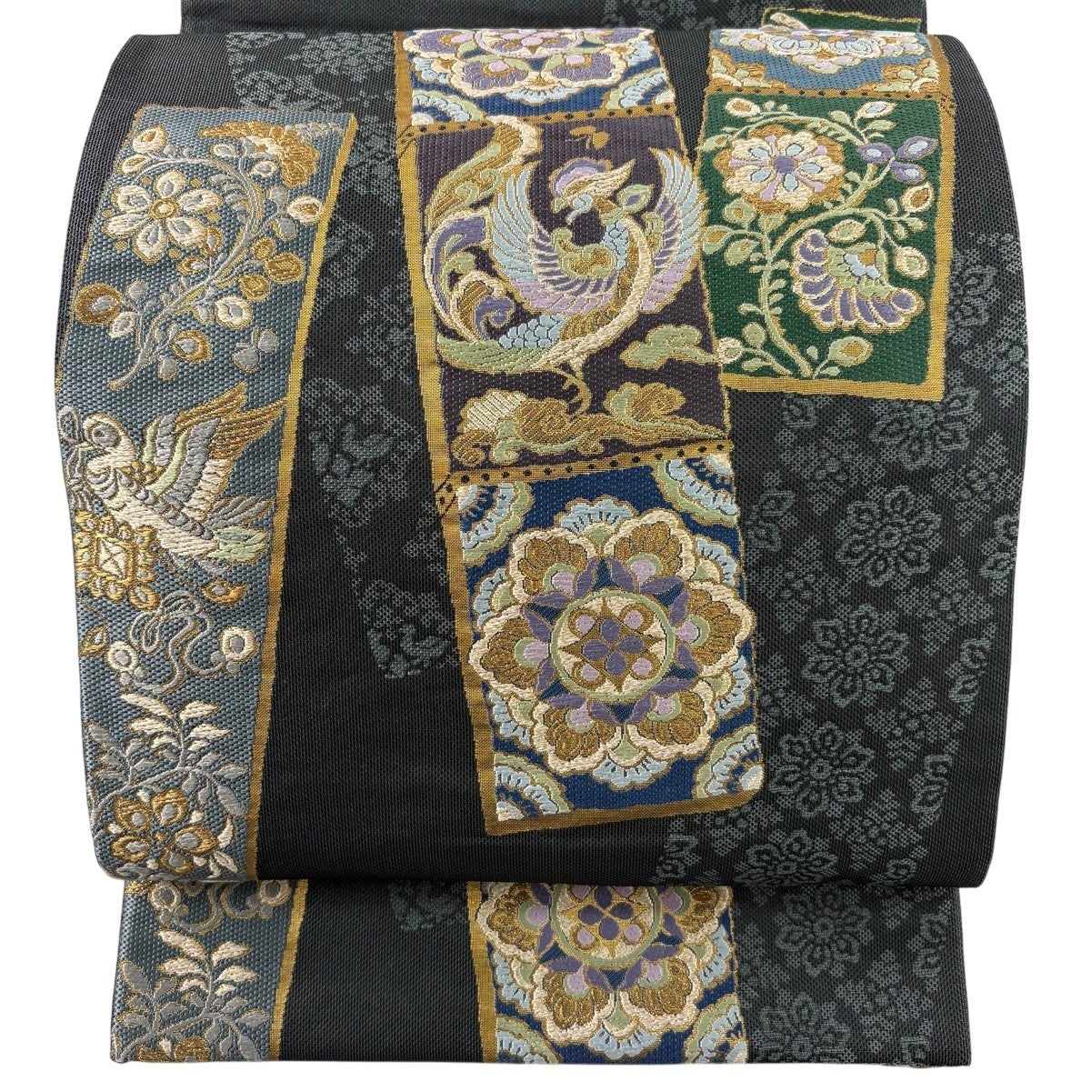 美品】 袋帯 秀品 華文 花鳥 金糸 箔 金色 六通 正絹｜中古・古着