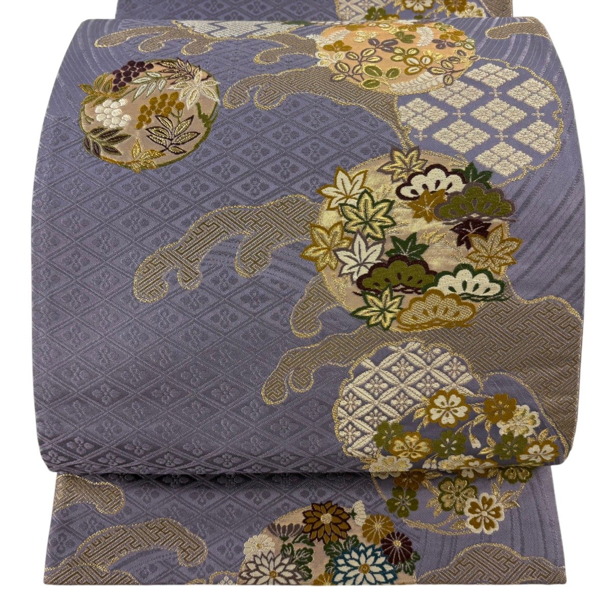 袋帯 秀品 花丸文 蜀江文 金糸 箔 金色 六通 正絹｜中古・古着