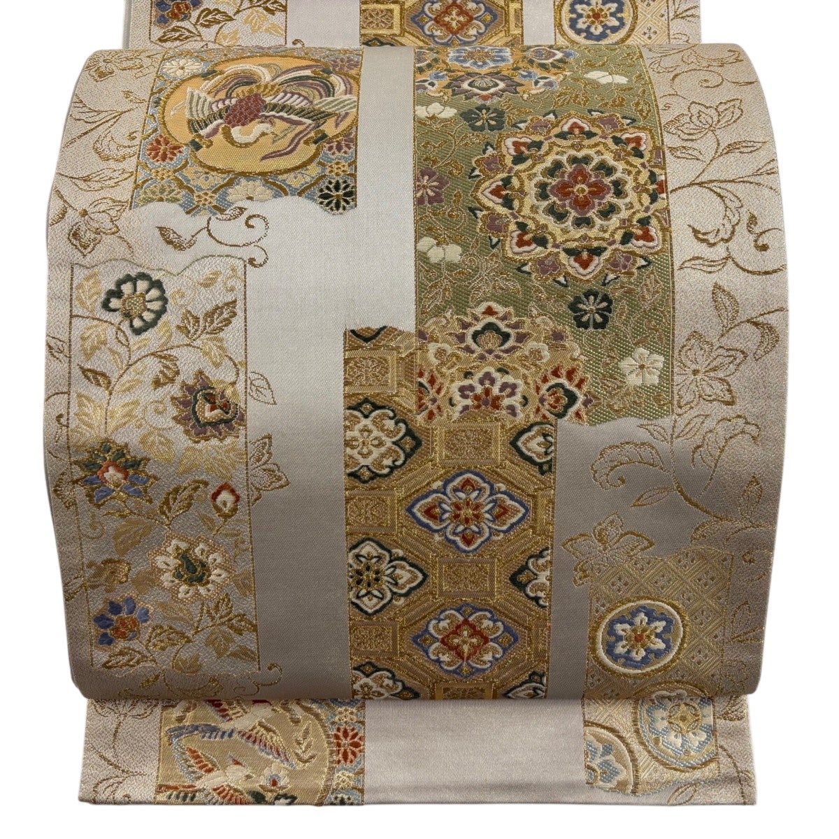 ☆六通柄袋帯『更紗華文様』金糸織り 正絹 美品☆T749 平和屋着物◎六