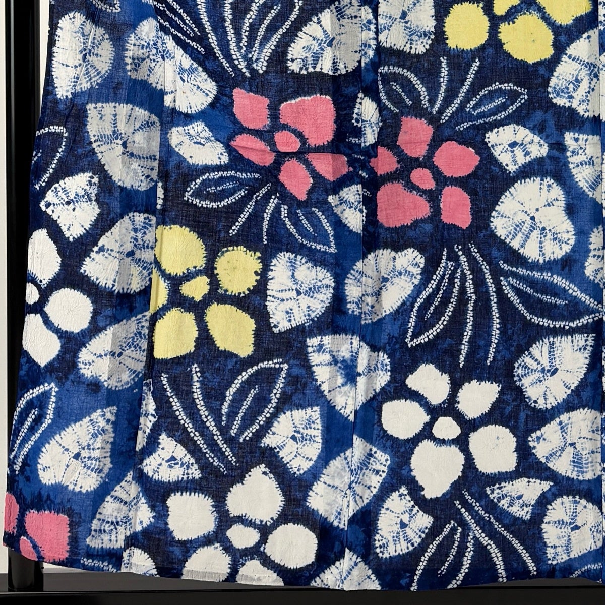 浴衣 身丈157cm 裄丈64cm M 絞り浴衣 草花 青 綿 名品｜中古・古着