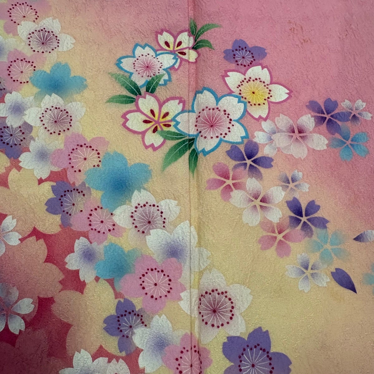 振袖 身丈152.5cm 裄丈65cm M 袷 花丸文 桜 染め分け ぼかし ピンク