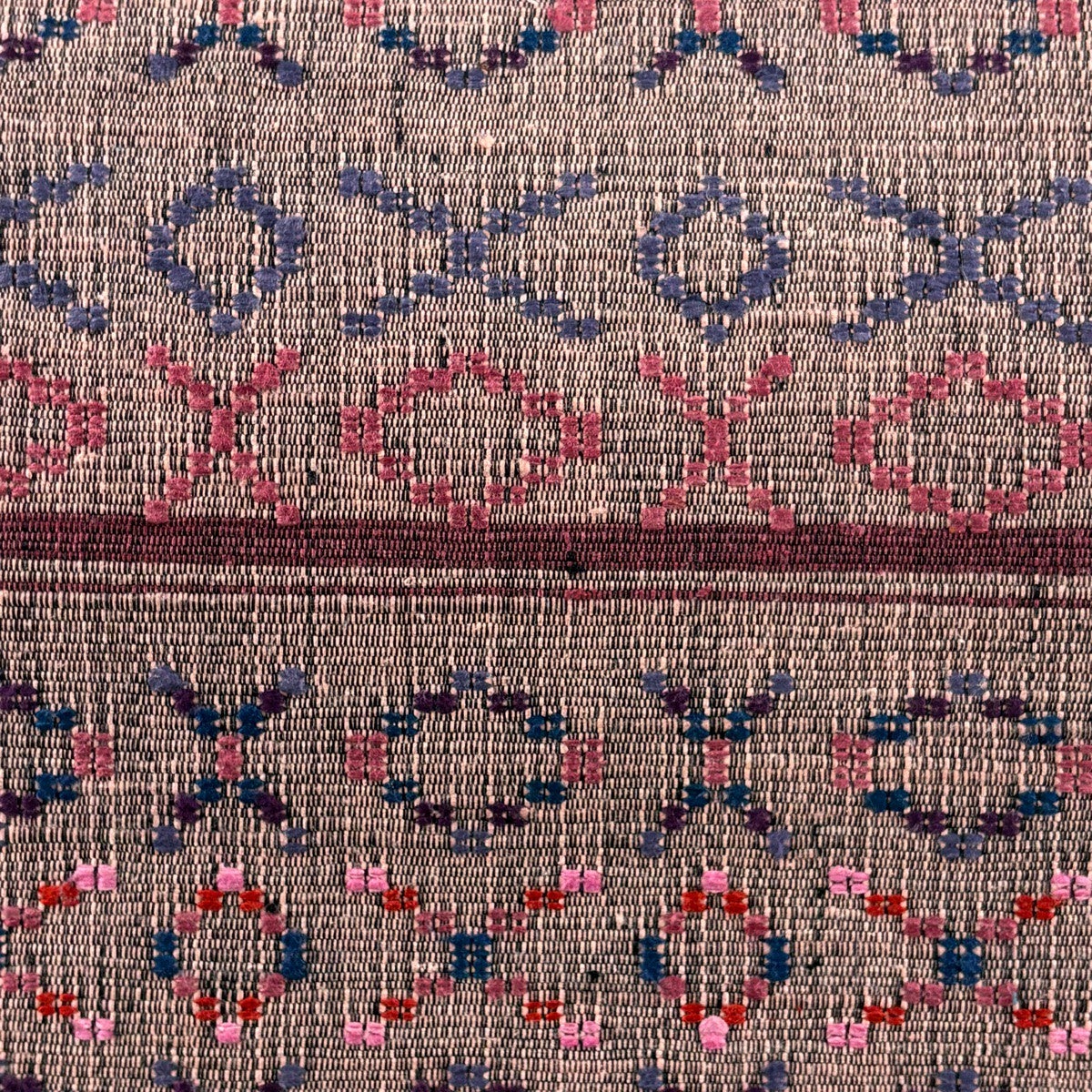 名古屋帯 名品 八寸名古屋帯 松葉仕立て 菱 幾何学模様 刺繍 灰紫 正絹