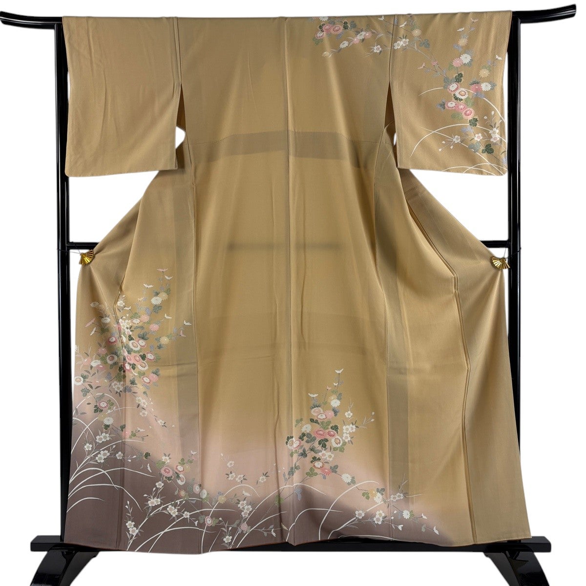 美品】 訪問着 身丈158.5cm 裄丈64.5cm M 袷 桜 菊 染め分け ぼかし