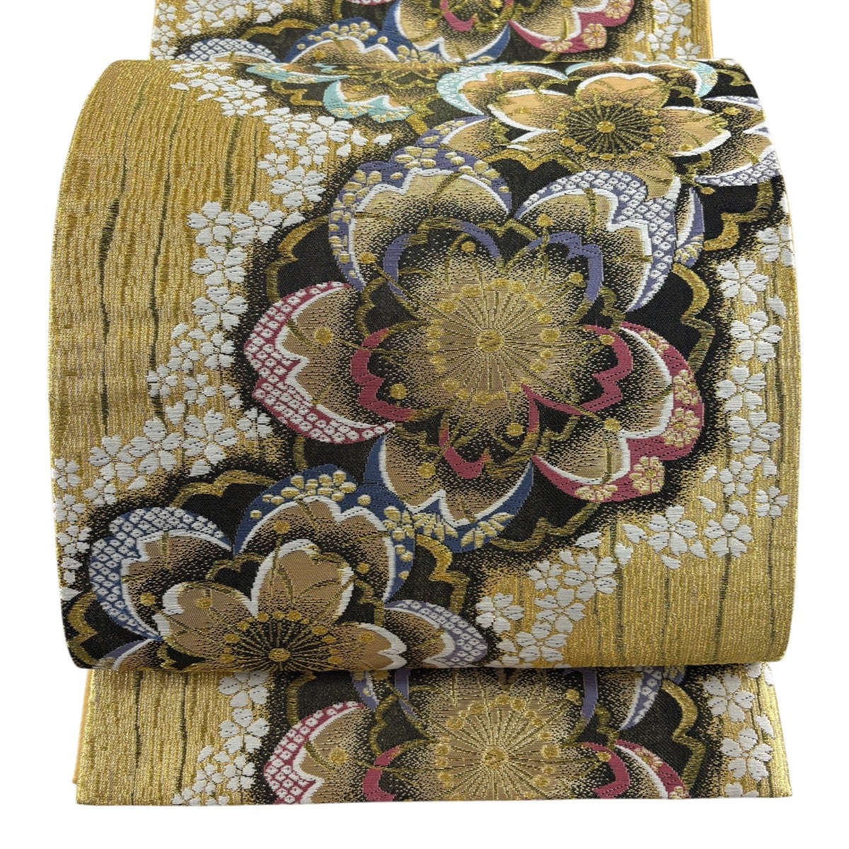 美品】 袋帯 秀品 桜 箔 金糸 金色 六通 正絹｜中古・古着・リサイクル