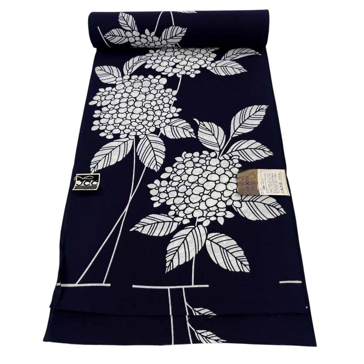 美品】 浴衣 身丈155.5cm 裄丈64cm M 絞り浴衣 草花 紺色 綿 名品