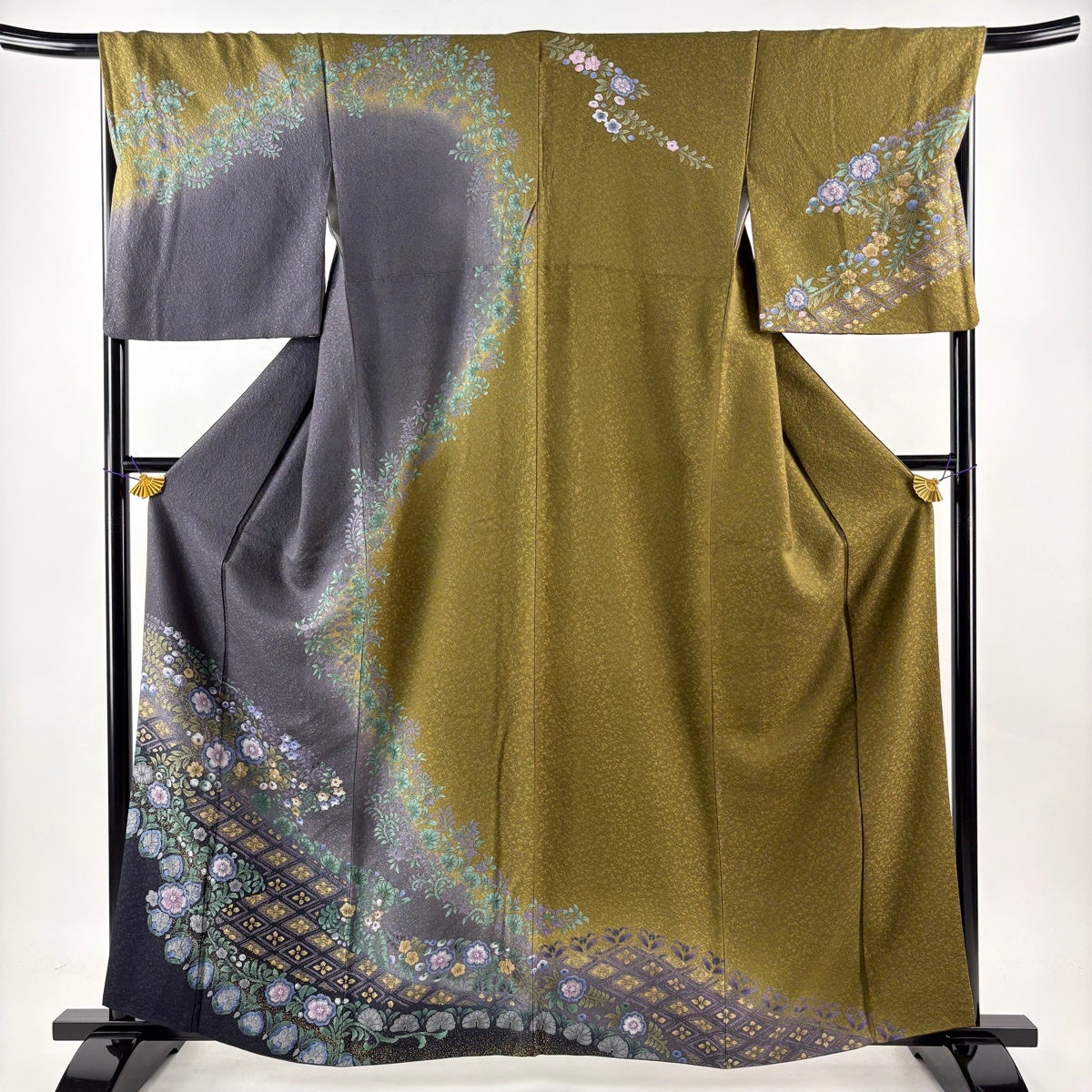 訪問着 身丈161cm 裄丈68cm L 袷 袋帯セット 辻が花 花菱 金彩 ぼかし