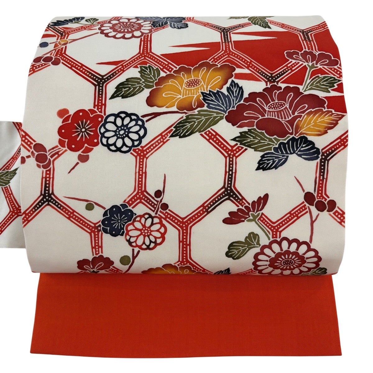 美品】 名古屋帯 優品 椿 菊 クリーム 正絹｜中古・古着・リサイクル