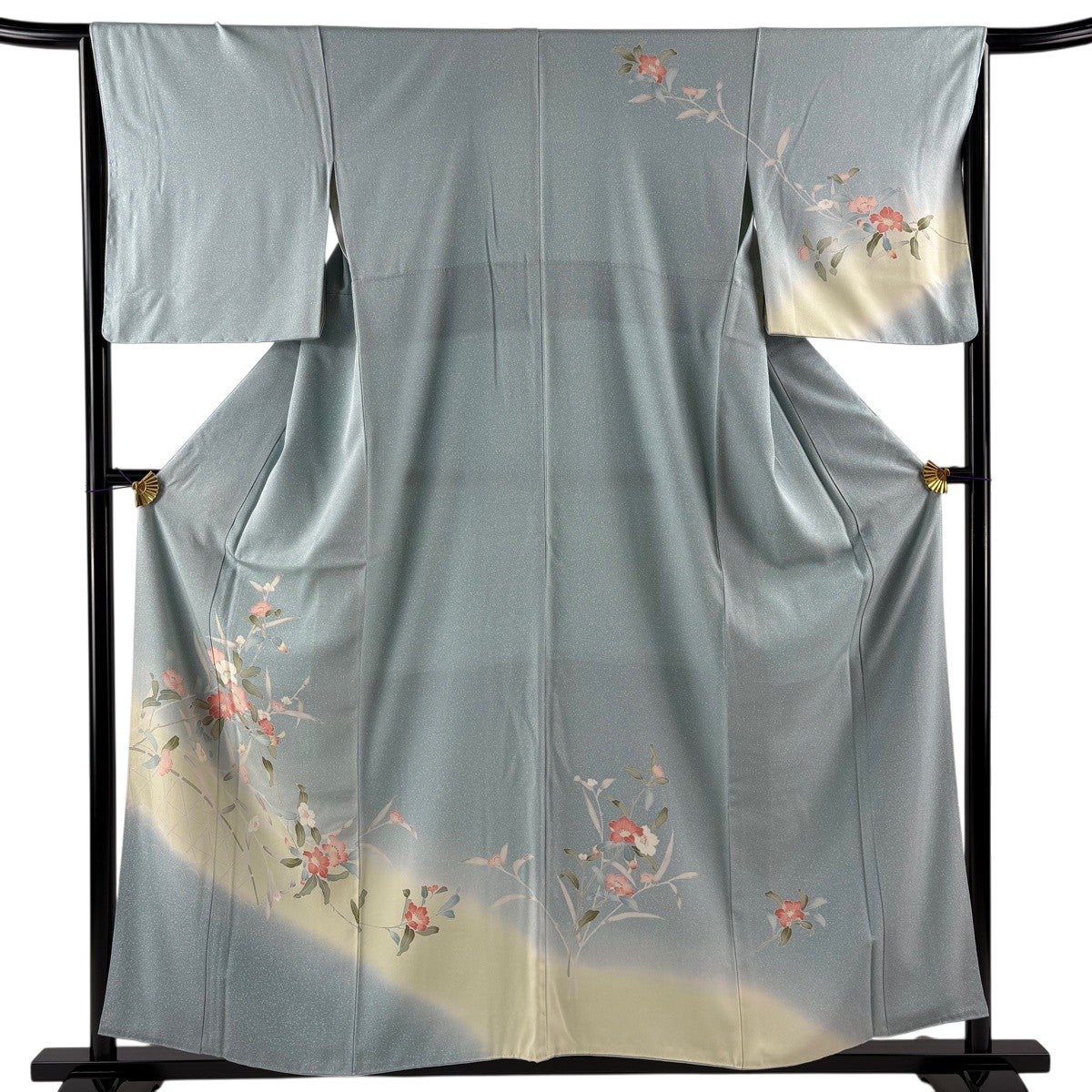 訪問着 身丈161.5cm 裄丈65.5cm M 袷 落款あり 菊 草花 染め分け