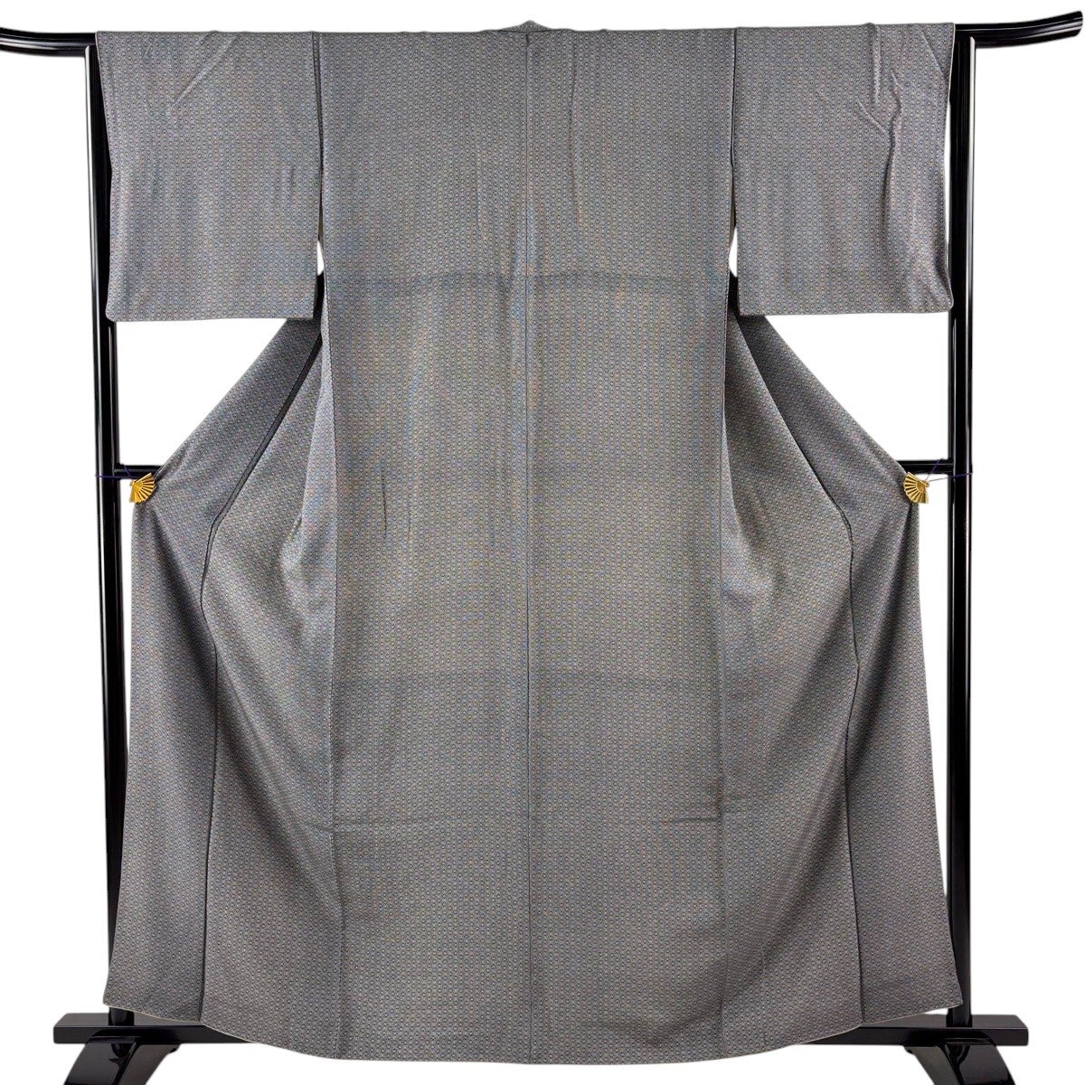 小紋 身丈161cm 裄丈63cm S 袷 幾何学 黒灰 正絹 秀品｜中古・古着
