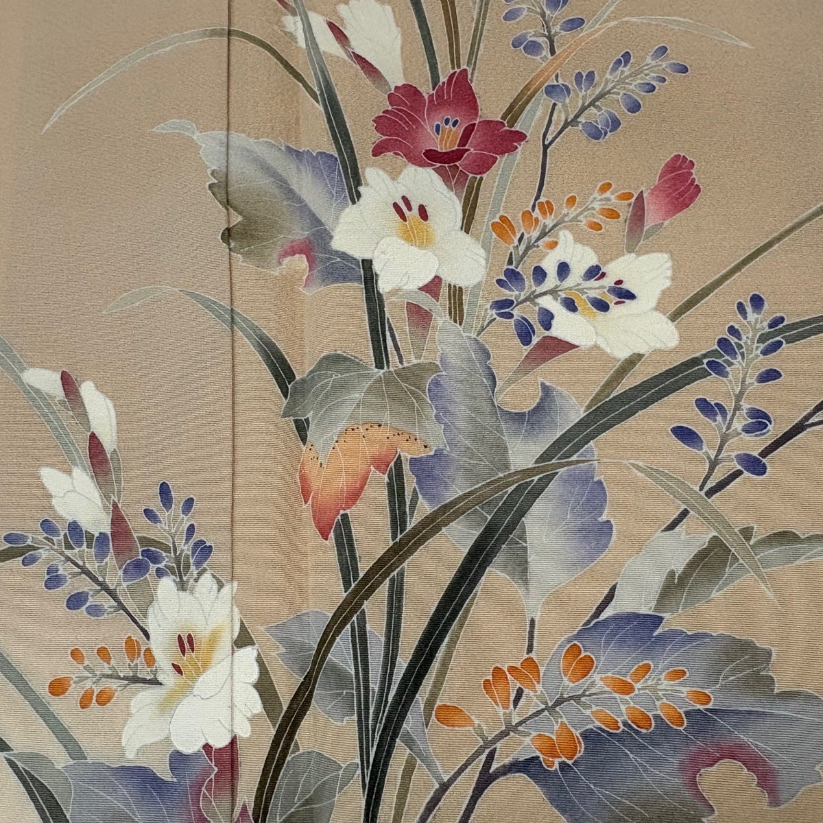 美品】 付下げ 身丈160cm 裄丈64cm M 袷 南克治 落款あり 草花 霞