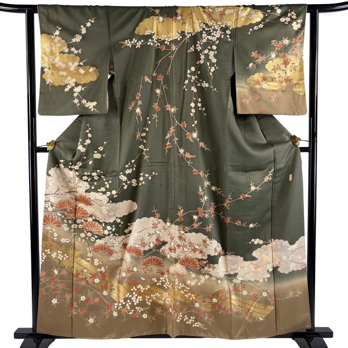 訪問着 身丈160cm 裄丈62cm S 袷 吾妻徳穂 落款あり 笠松 桜 金彩