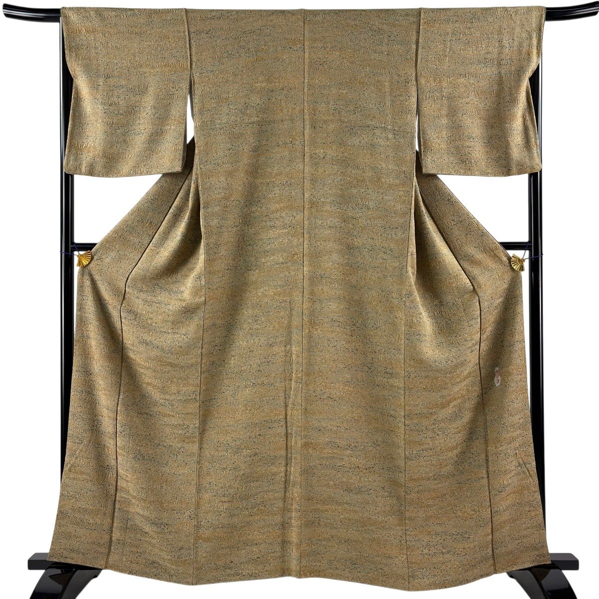 美品】 小紋 身丈161cm 裄丈66cm M 袷 幾何学 陶彩染 薄茶色 正絹 名品