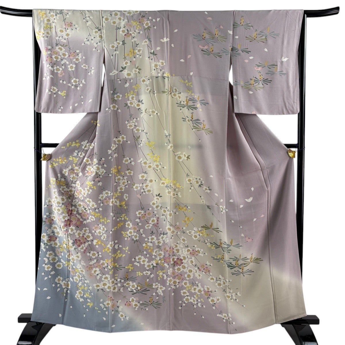 美品】 訪問着 身丈163cm 裄丈65.5cm M 袷 桜 若松 染め分け ぼかし