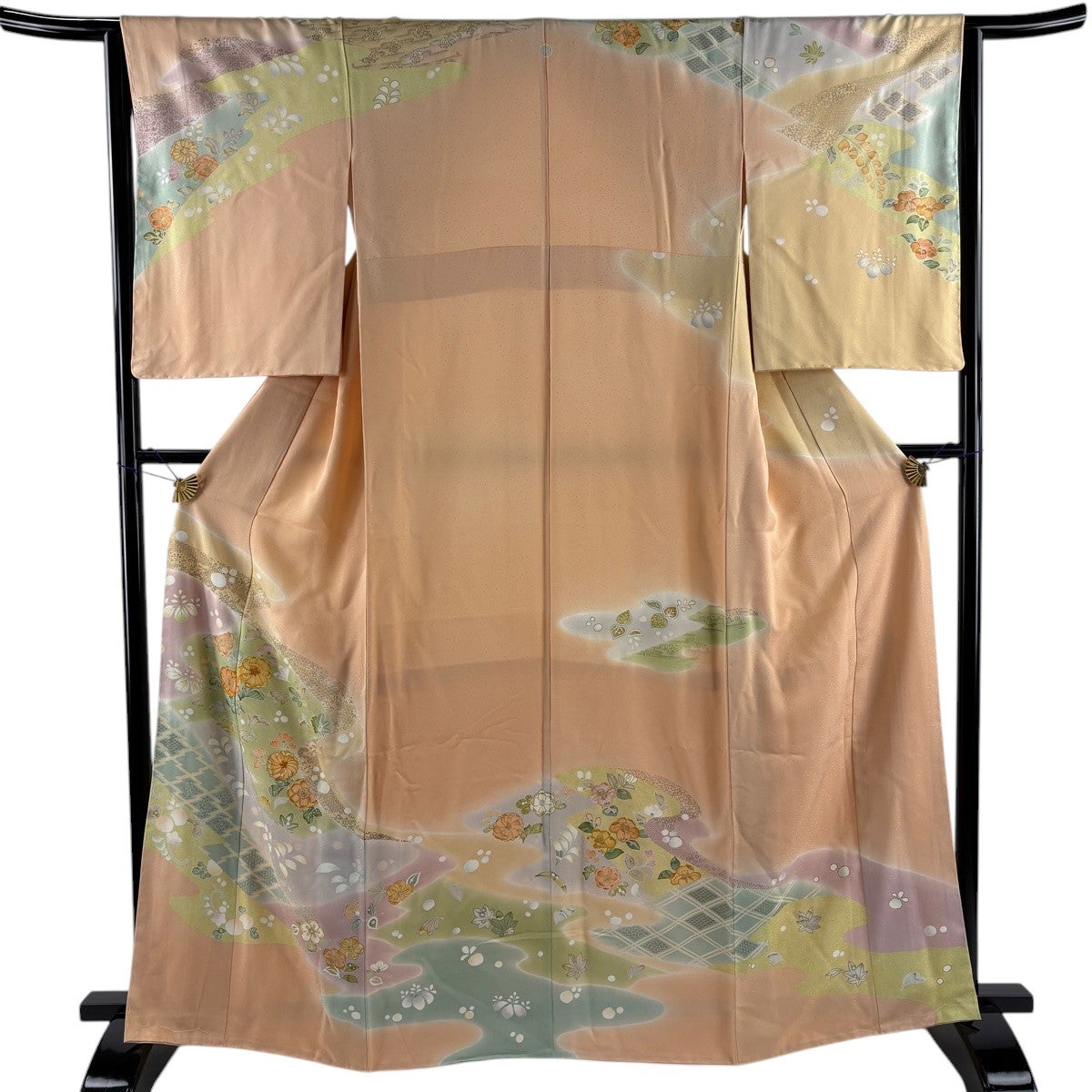 訪問着 身丈164cm 裄丈63.5cm S 袷 千總 落款あり 草花 霞 金彩 金糸