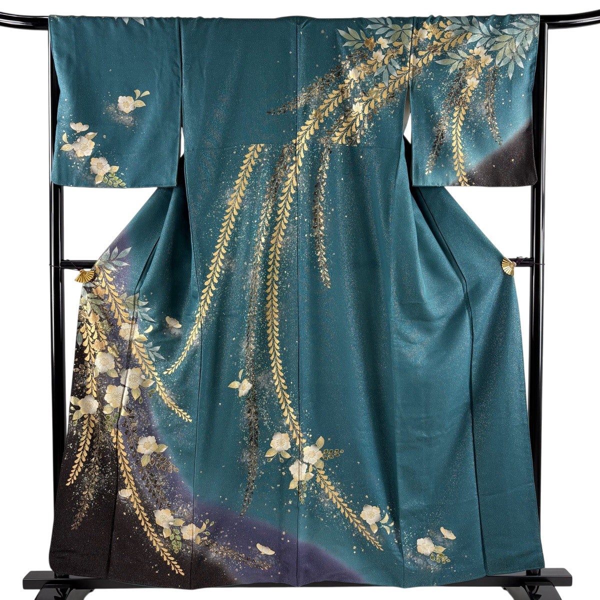 振袖 身丈156cm 裄丈65cm M 袷 やまと 桜 花びら 銀通し 刺繍 濃紫