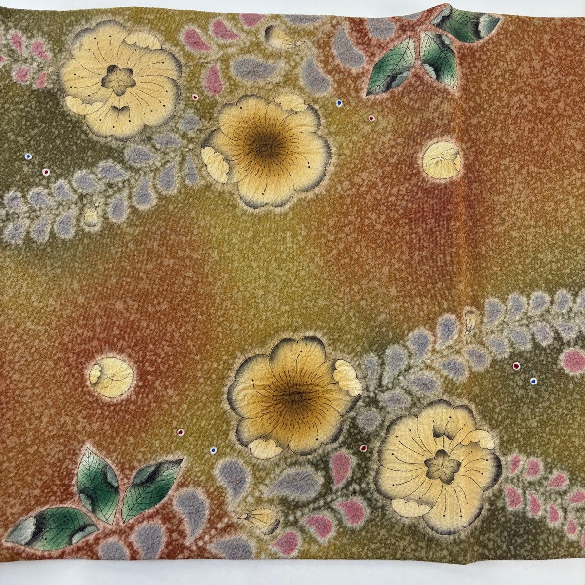 70%OFF 【美品】 袋帯 名品 落款あり 辻が花 鶯色 お太鼓柄 正絹 K70