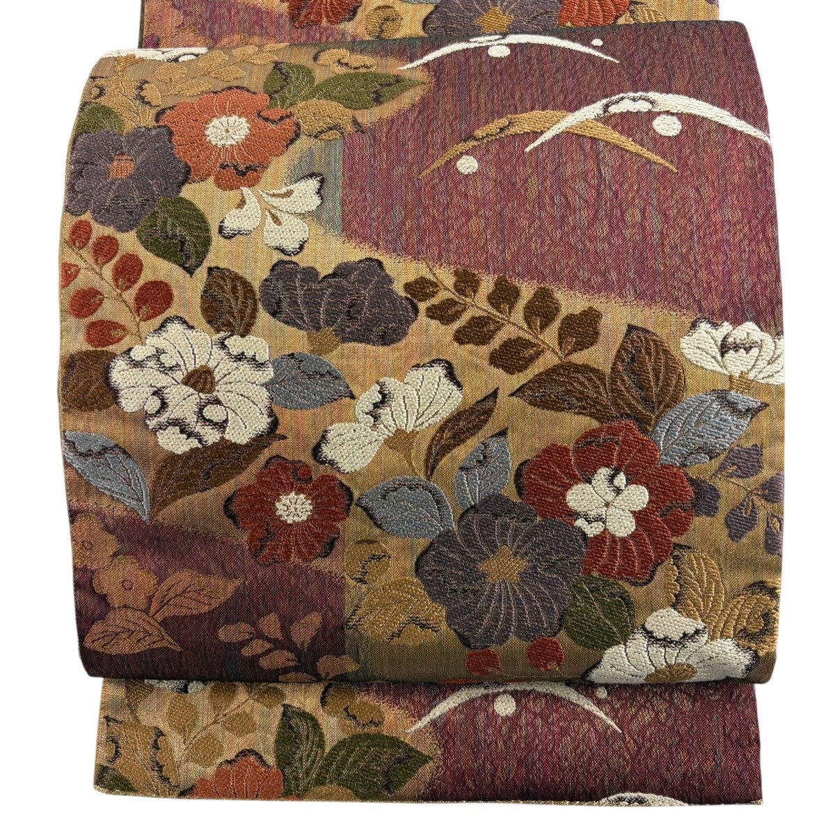 最終価格】 77%OFF 【美品】 袋帯 秀品 辻が花柄 七宝 箔 金糸 薄紫 六