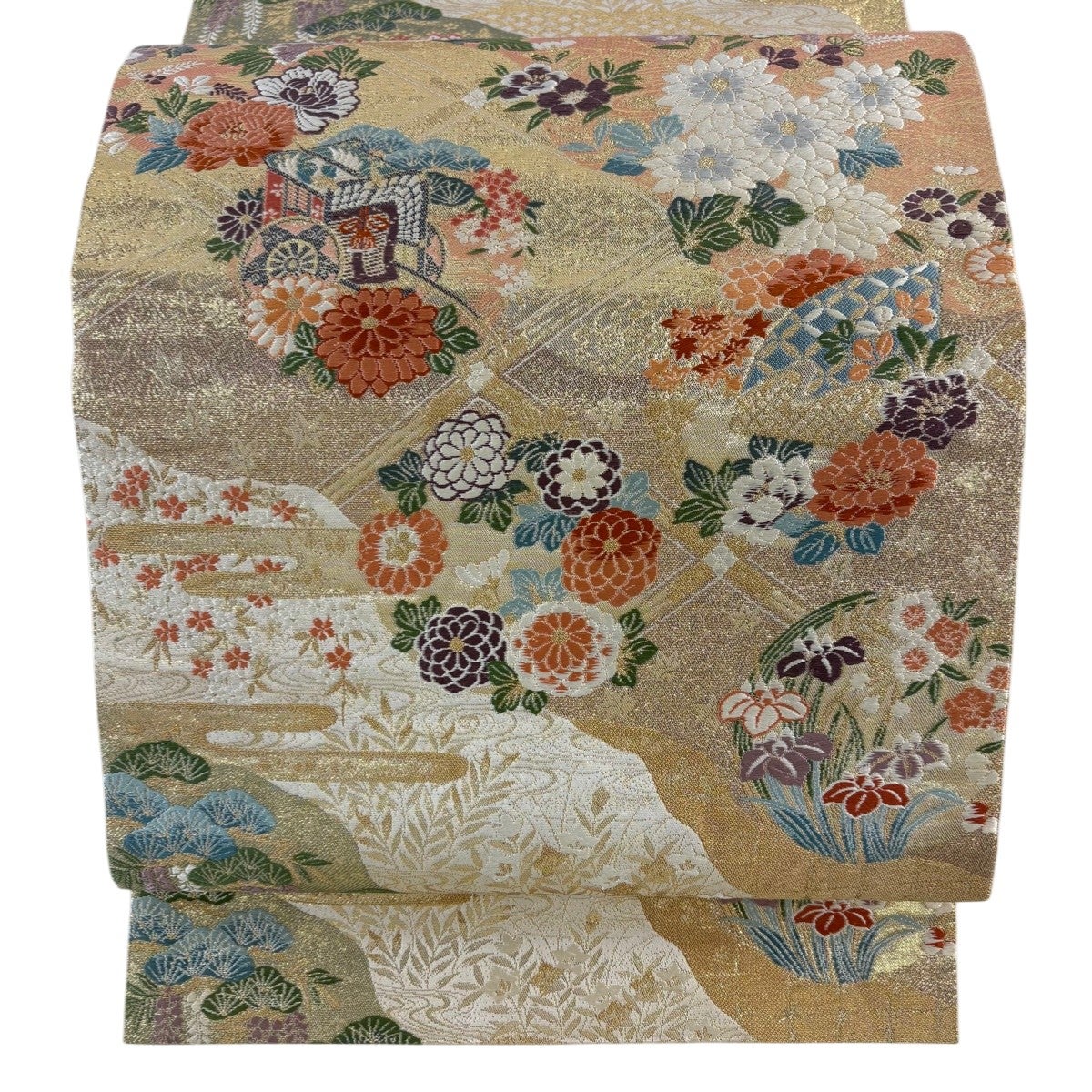 美品】 袋帯 秀品 鳥丸文 華文 金糸 箔 灰紫 六通 正絹｜中古・古着