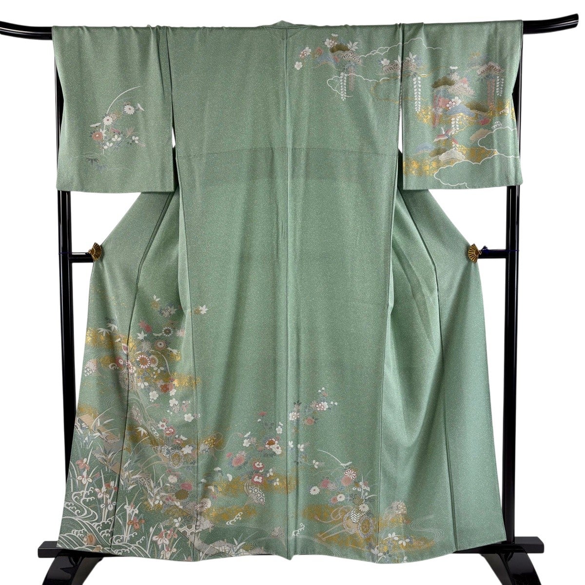 美品】 訪問着 身丈153.5cm 裄丈63cm S 袷 帝王紫 落款あり 華文