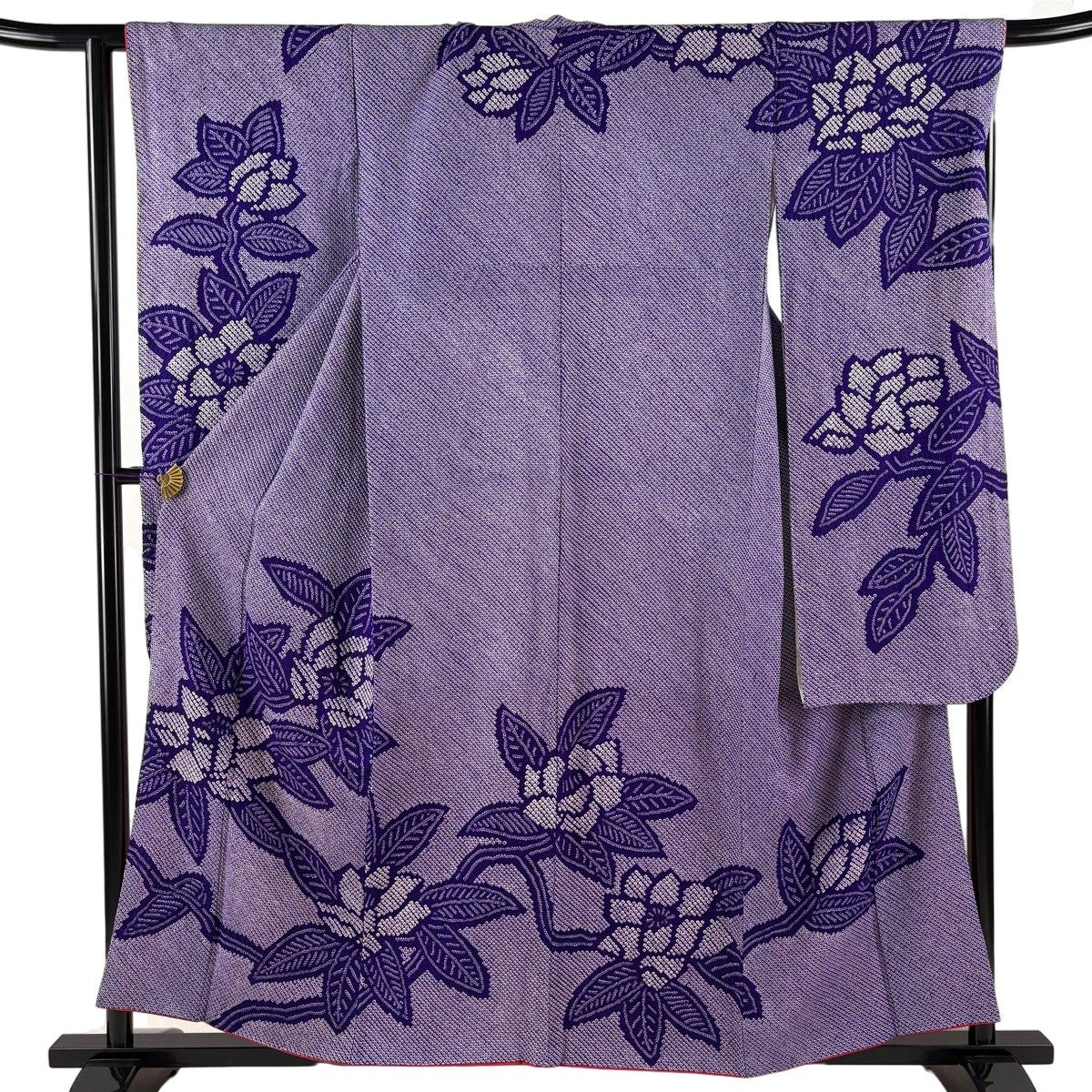 振袖/鼓草花金彩染め分け紫中古美品振袖set/身丈167.5裄丈66.5紫成人式 振袖 身丈160.5cm 裄丈66.5cm M 袷 鶴 草花 金糸 金彩 クリーム 正絹