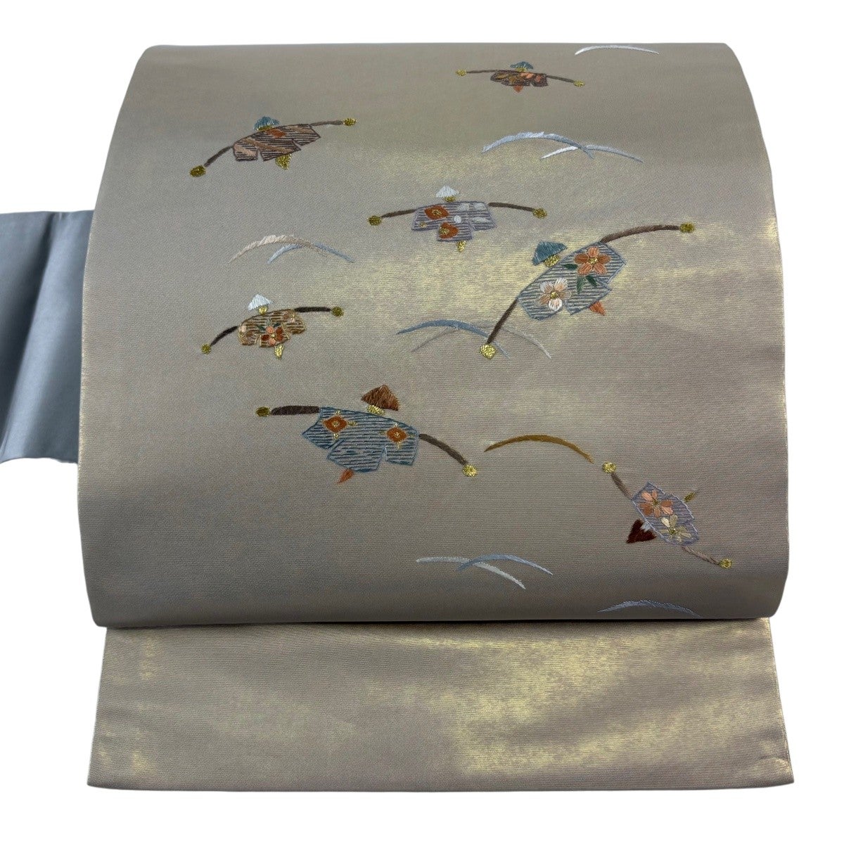 美品】 名古屋帯 優品 案山子 芝 金糸 箔 金色 正絹｜中古・古着