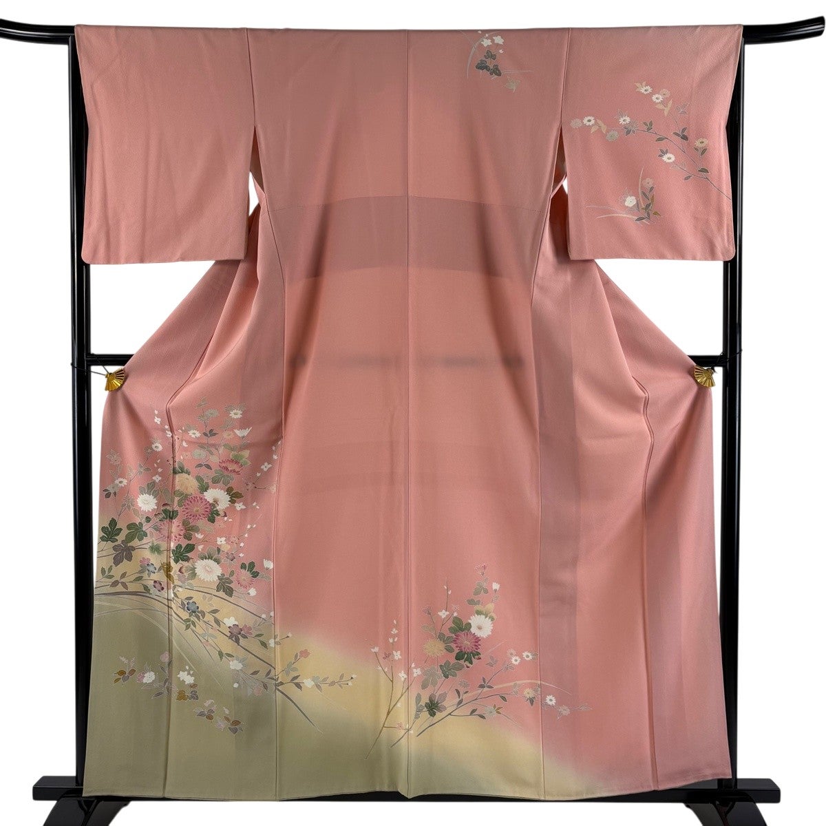 美品】 訪問着 身丈158.5cm 裄丈65.5cm M 袷 菊 桜 染め分け ぼかし