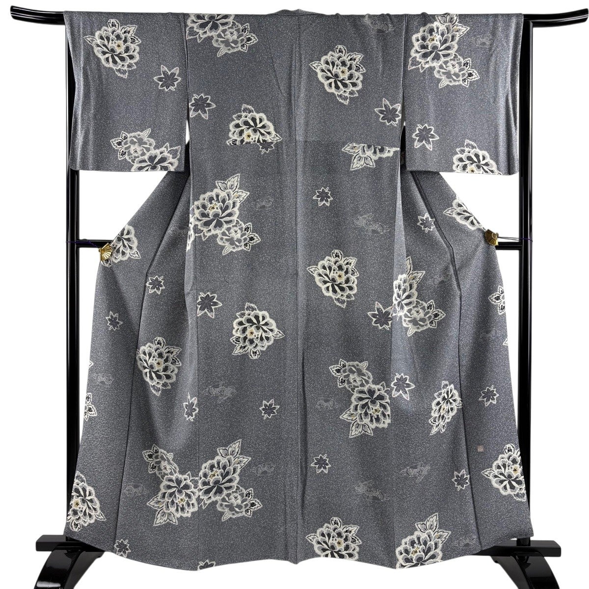 ★美品　小紋　草花模様　裄65cm★ 美品】 小紋 身丈160cm 裄丈66.5cm M 袷 TOKIO et TOKI 落款あり 鴛鴦