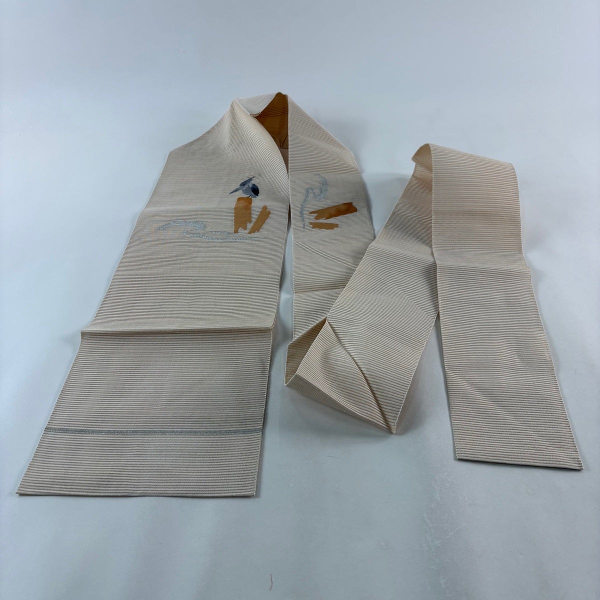 美品】 名古屋帯 秀品 夏帯 絽 八寸名古屋帯 トンネル仕立て 鳥 流水