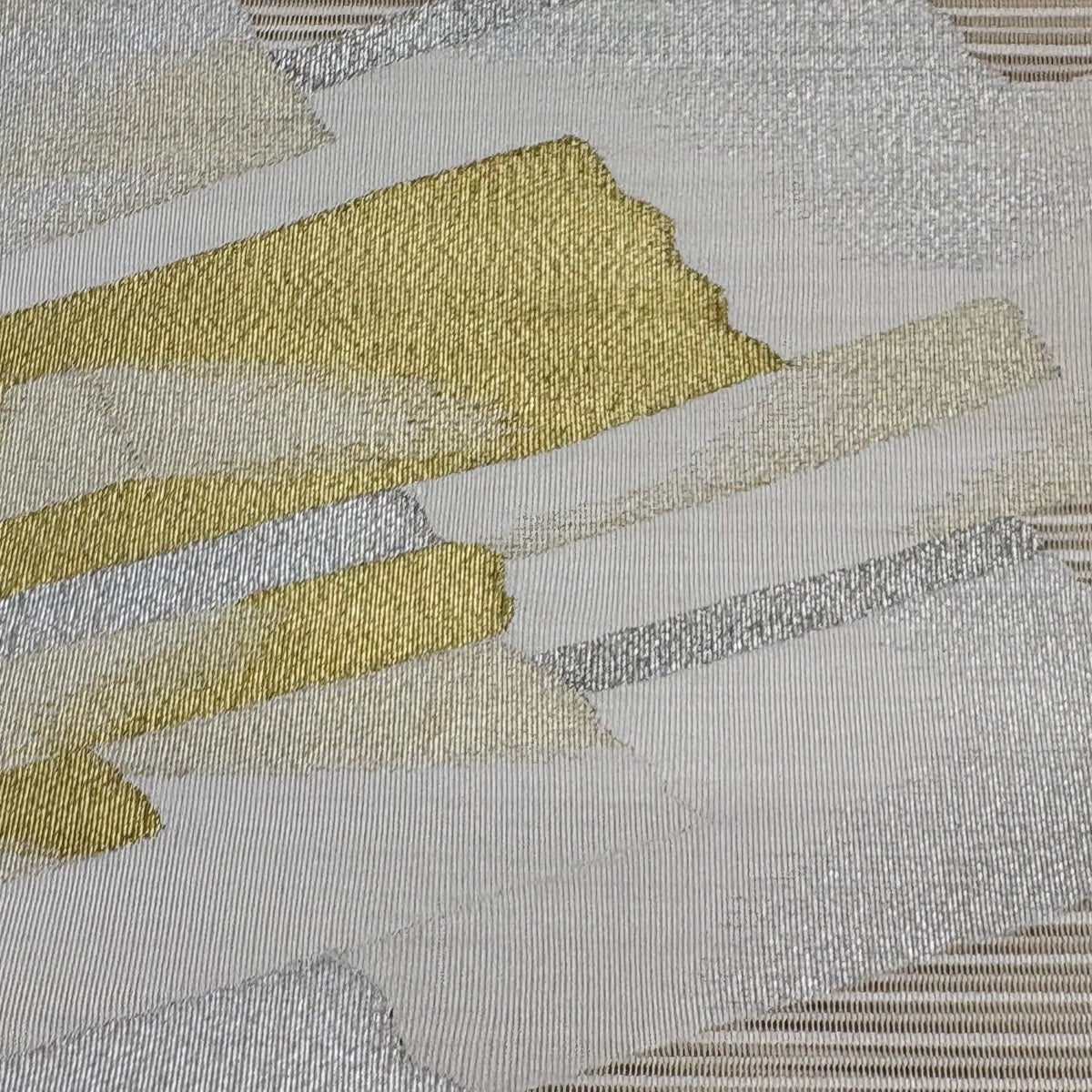 名古屋帯 秀品 夏帯 絽 松葉仕立て 八寸名古屋帯 幾何学 金銀糸