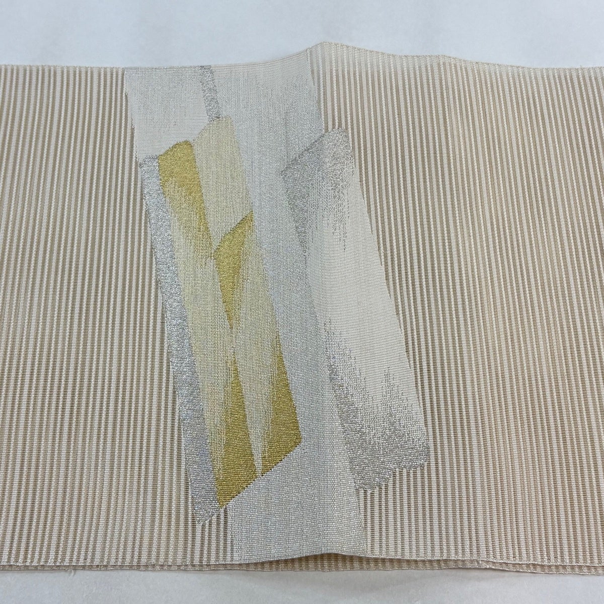 名古屋帯 秀品 夏帯 絽 松葉仕立て 八寸名古屋帯 幾何学 金銀糸