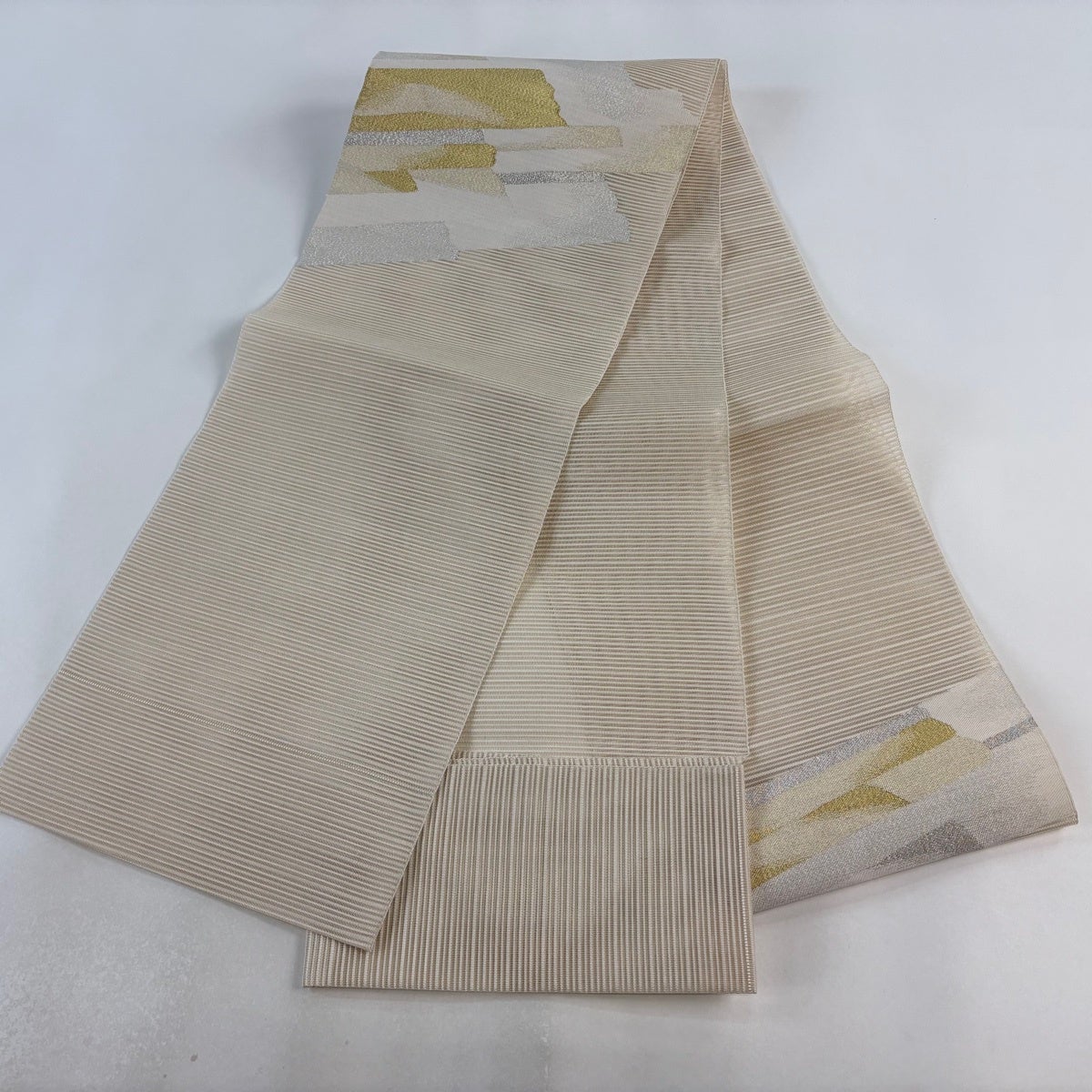 名古屋帯 秀品 夏帯 絽 松葉仕立て 八寸名古屋帯 幾何学 金銀糸