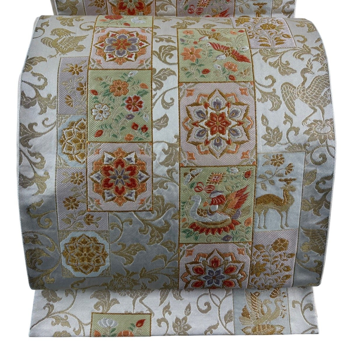 美品】 袋帯 秀品 花鳥 華文 金糸 金色 六通 正絹｜中古・古着