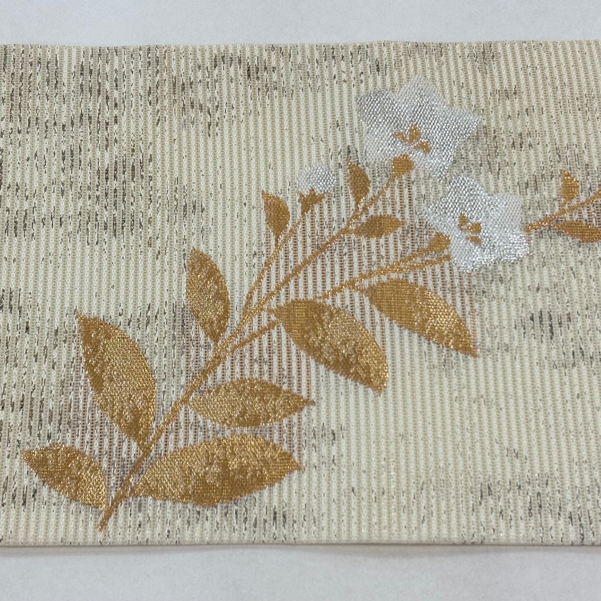 ★専用★袋帯 夏 夏帯 絽　ベージュ　花丸 金糸銀糸 長さ4m45cm 正絹 名古屋帯 秀品 夏帯 絽 秋草 霞 金銀糸 箔 ベージュ 正絹｜中古・古着
