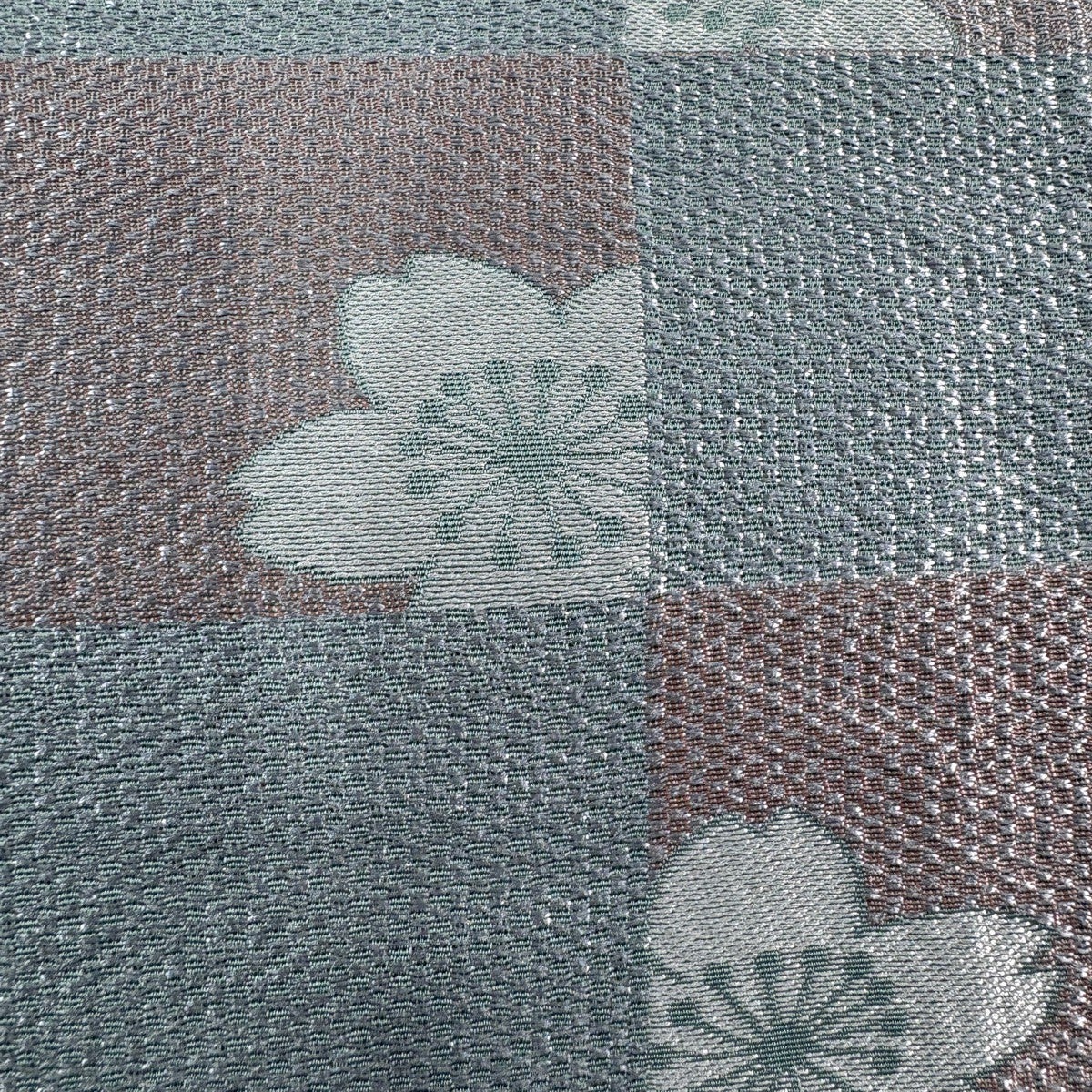 美品】 袋名古屋帯 秀品 桜 市松 銀糸 水色 正絹｜中古・古着
