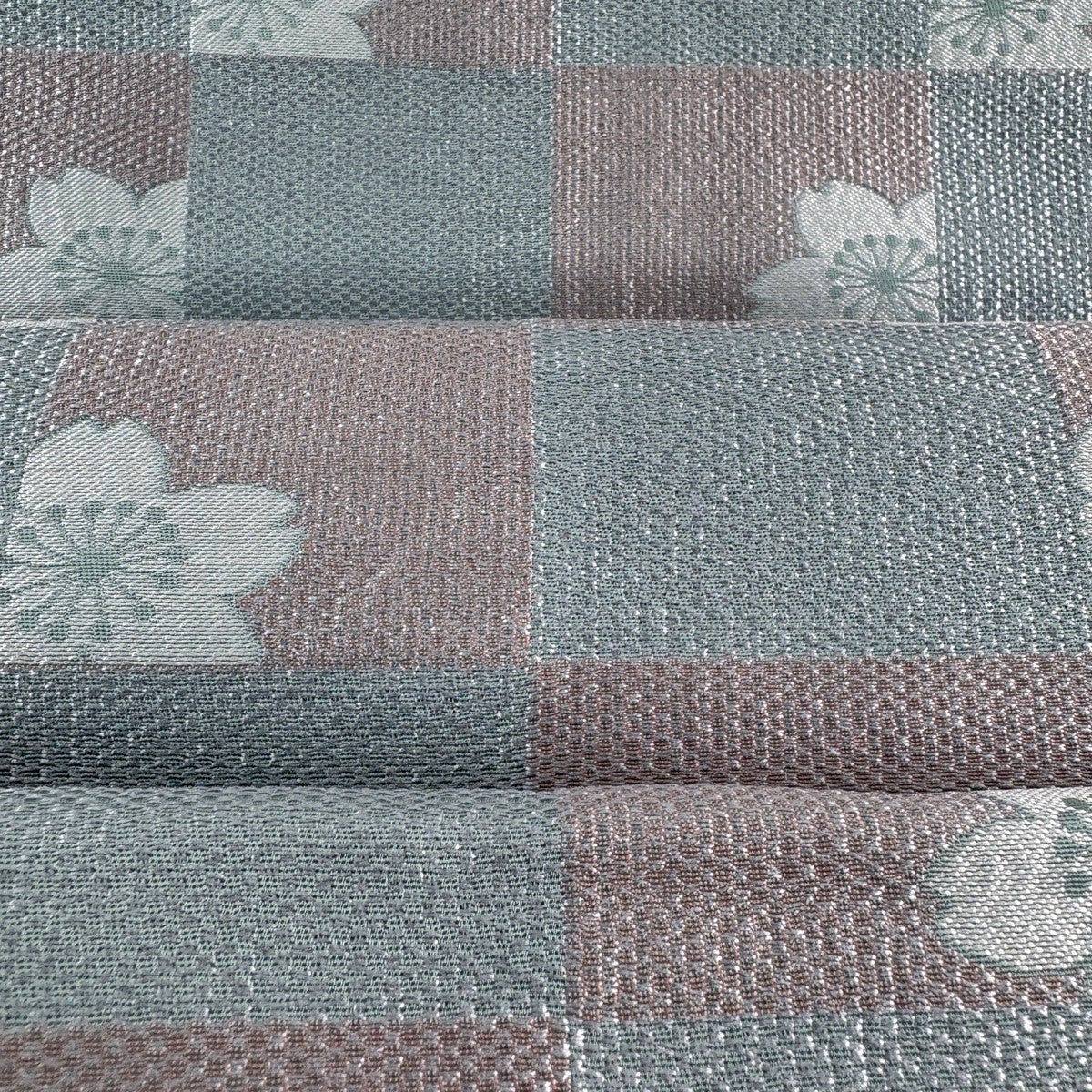 美品】 袋名古屋帯 秀品 桜 市松 銀糸 水色 正絹|中古・古着 美品】 袋名古屋帯 秀品 桜 市松 銀糸 水色 正絹|中古・古着