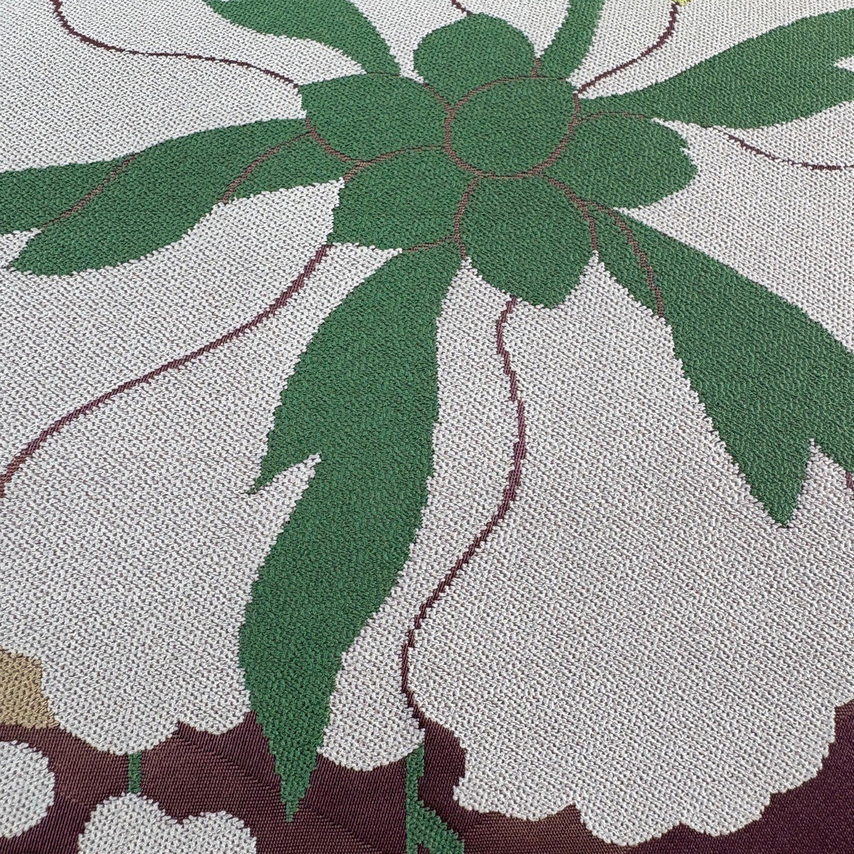 美品】 袋帯 秀品 辻村ジュサブロー 落款あり 草花 松皮菱 箔 金糸 紫