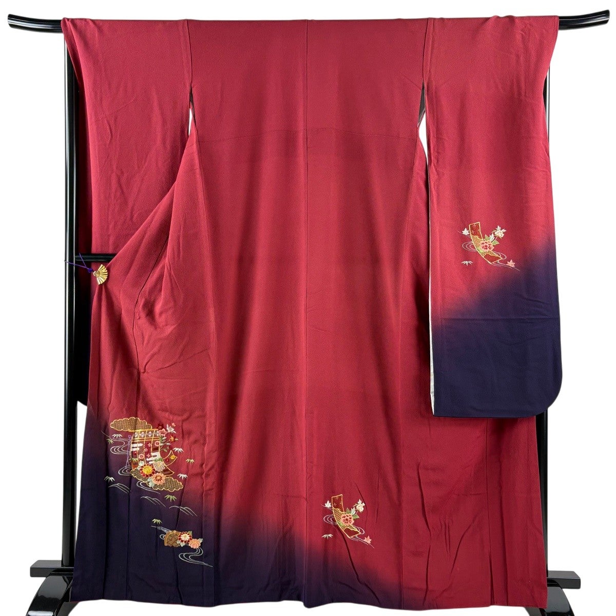 振袖 身丈161.5cm 裄丈67.5cm L 袷 桜 手鞠 金彩 染め分け ピンク 正絹