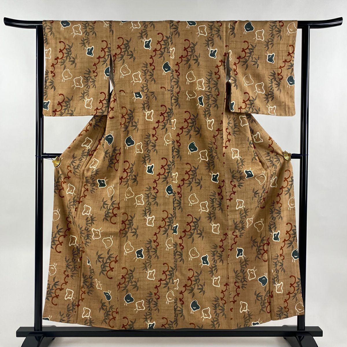 小紋 身丈156.5cm 裄丈63cm S 袷 下平清人 型絵染 伊と幸 紬地 落款