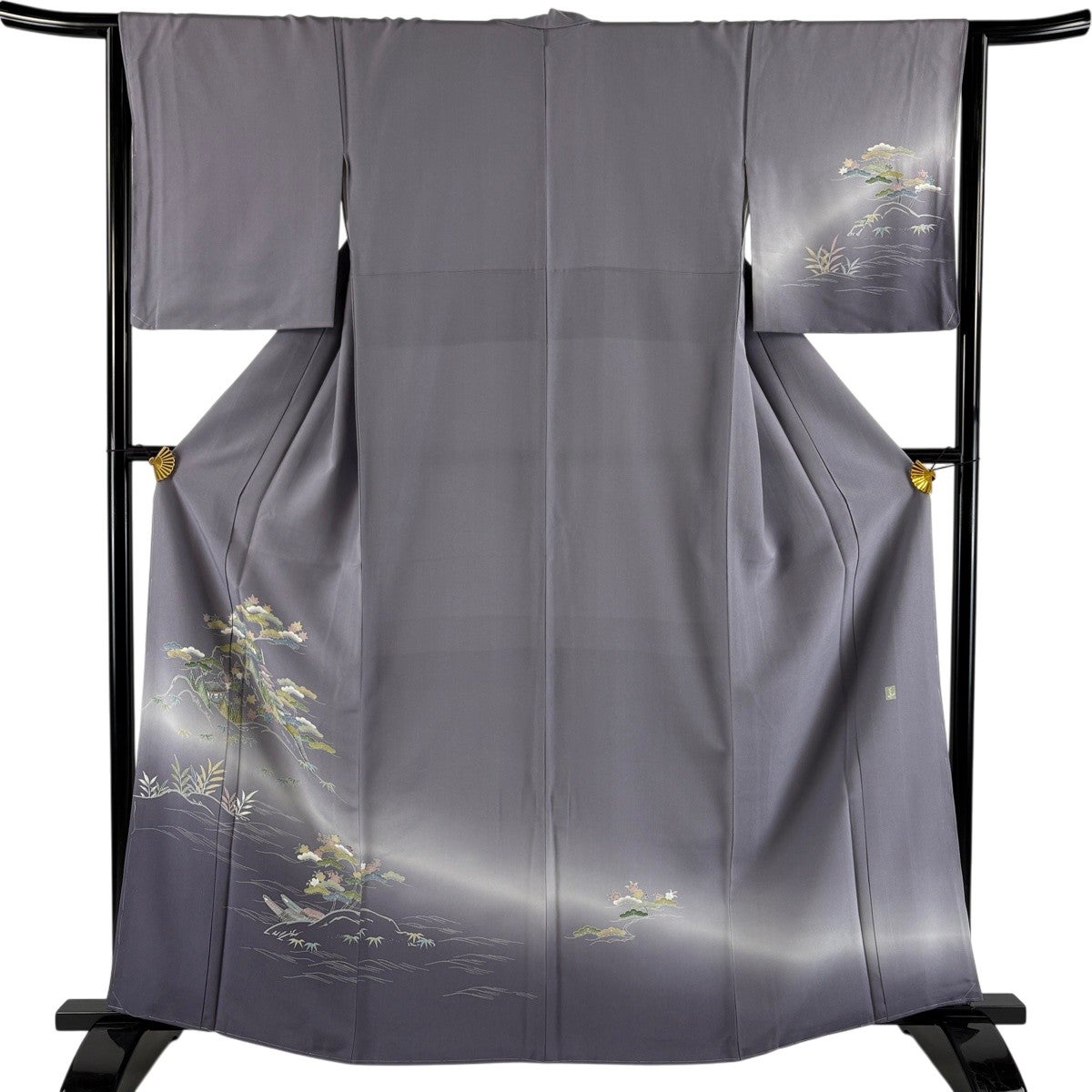 美品】 訪問着 身丈163cm 裄丈65.5cm M 袷 桜 若松 染め分け ぼかし