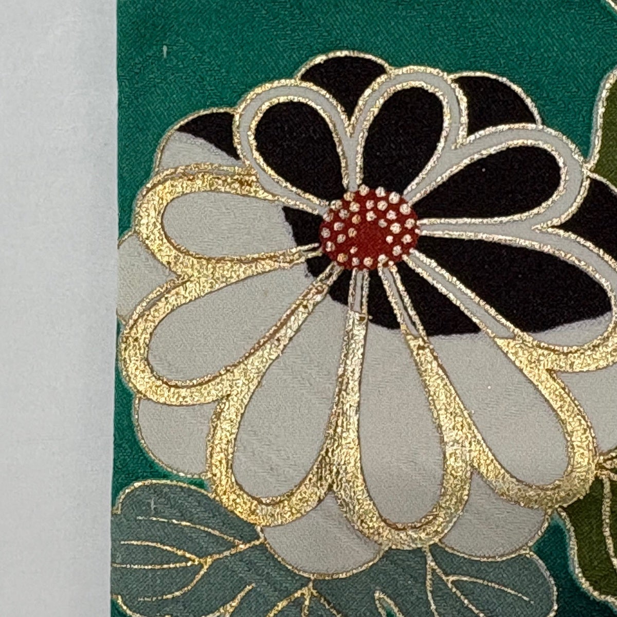 振袖 身丈165.5cm 裄丈67.5cm L 袷 蝶 草花 金糸 金彩 緑 正絹 秀品