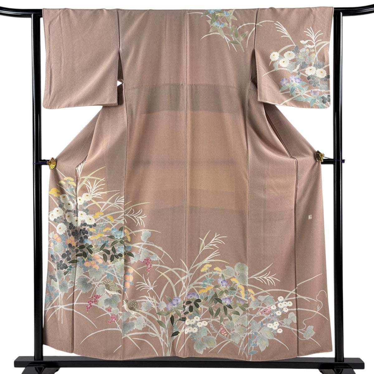 美品】 訪問着 身丈154cm 裄丈62cm S 袷 藤舟 落款あり 若松 枝花