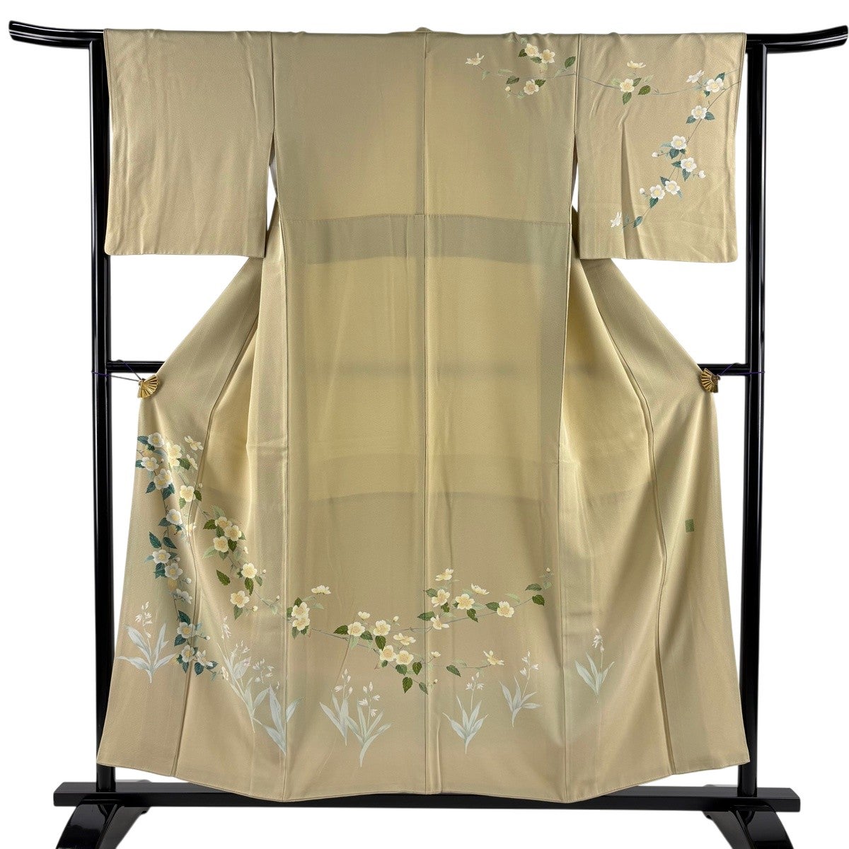 美品】 訪問着 身丈154cm 裄丈62cm S 袷 藤舟 落款あり 若松 枝花