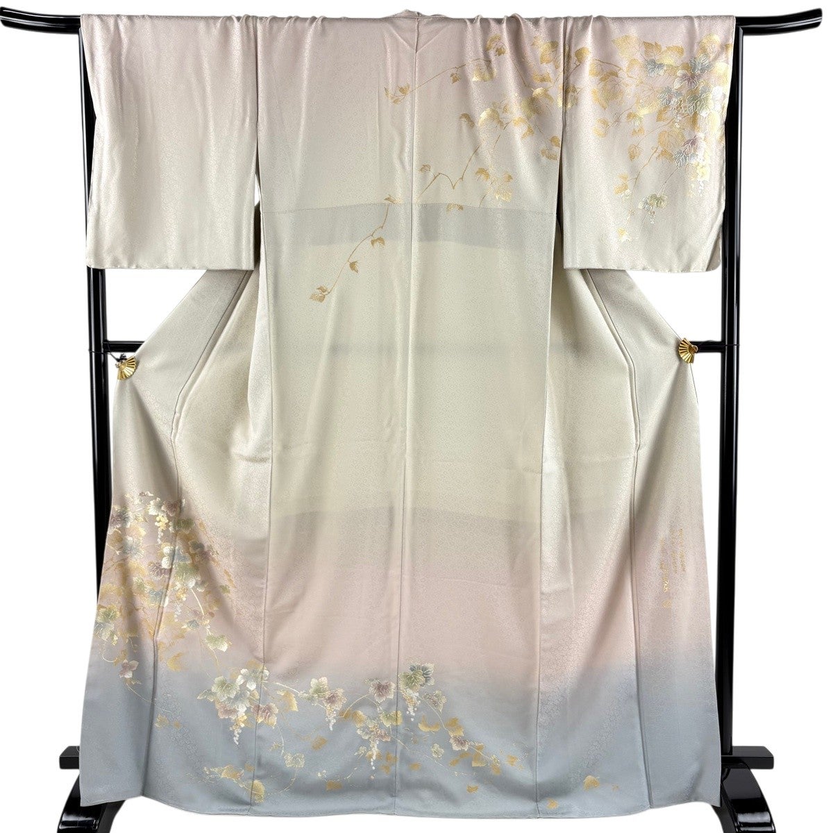 訪問着 身丈162.5cm 裄丈65cm M 袷 和田光正 落款あり 秋草 金銀彩