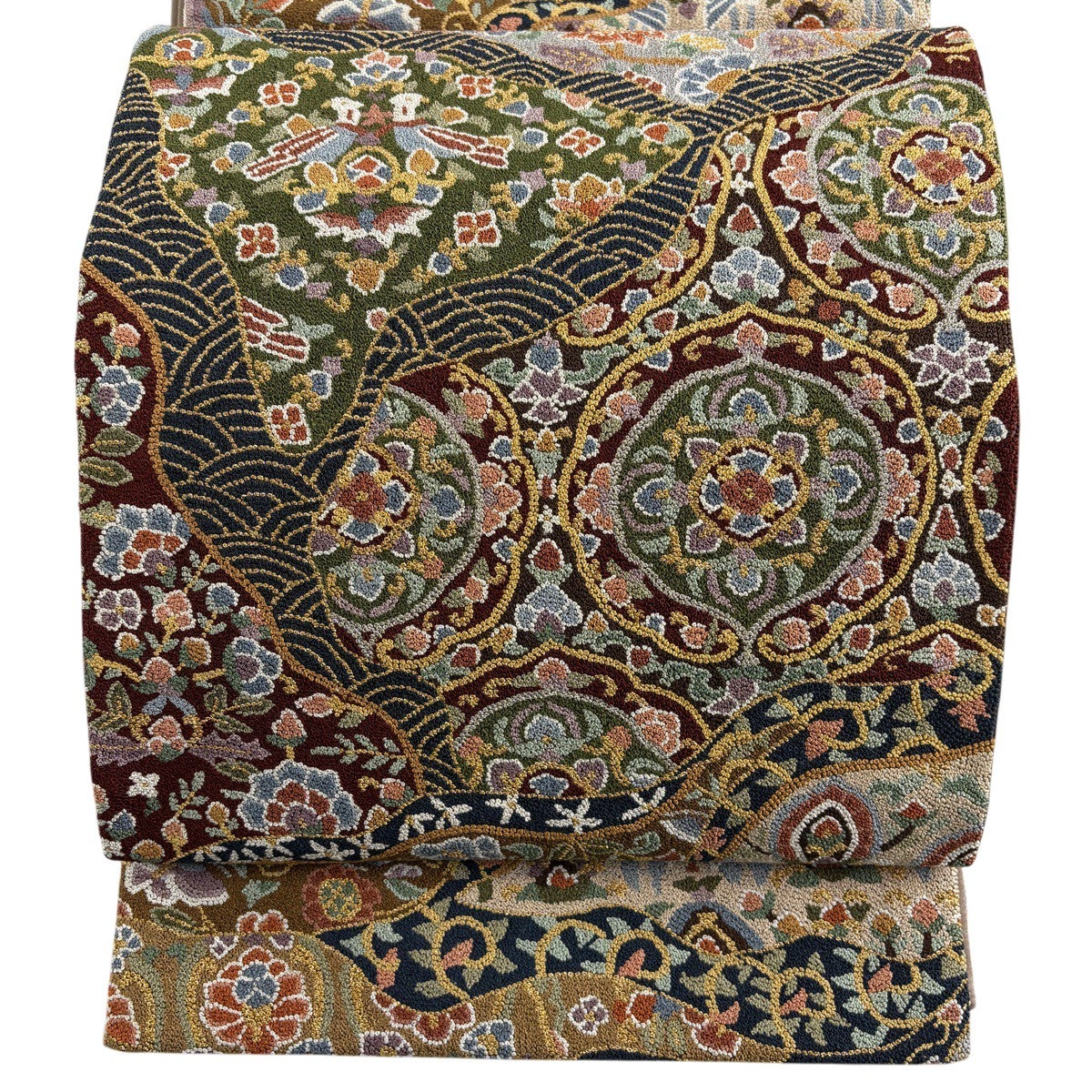 総相良刺繍 袋帯 金彩 正絹 六通 D806 相良刺繍 帯｜バイセルオンライン 中古・リサイクル着物【公式】通販サイト
