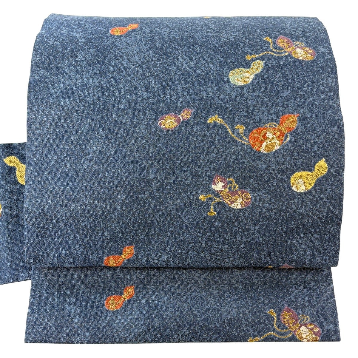 名古屋帯 秀品 瓢箪 金糸 刺繍 藍色 正絹｜中古・古着・リサイクル着物