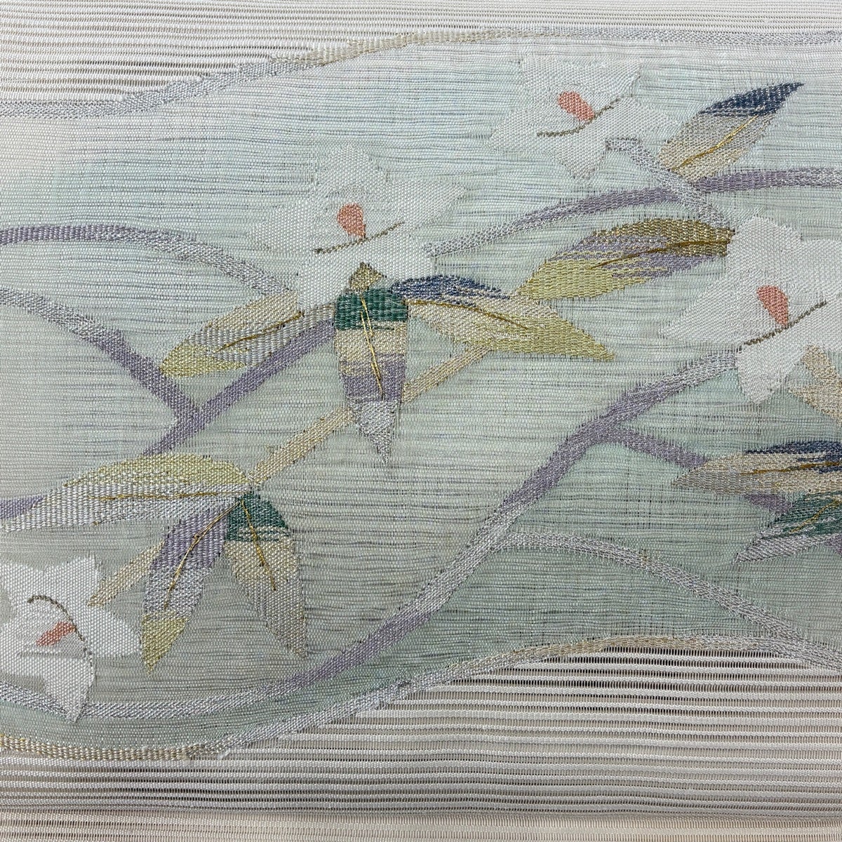 名古屋帯 秀品 八寸名古屋帯 松葉仕立て トンネル仕立て 夏帯 草花 波